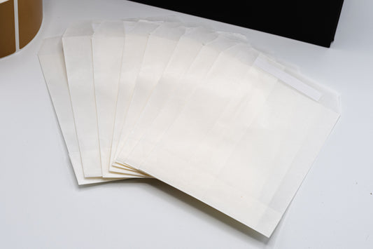 Glassine peel and seal bags